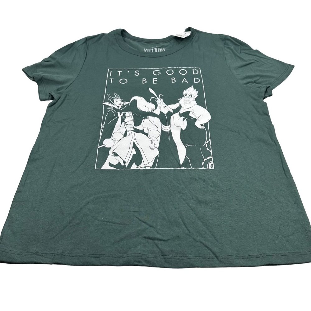 Disney Villains Women's Size XL It's Good To Be Bad Short Sleeve Tee Shirt Green